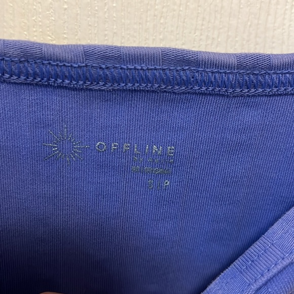 Light Purple Cotton Blend Short Sleeve Crop Top Offline Aerie - Picture 2 of 5